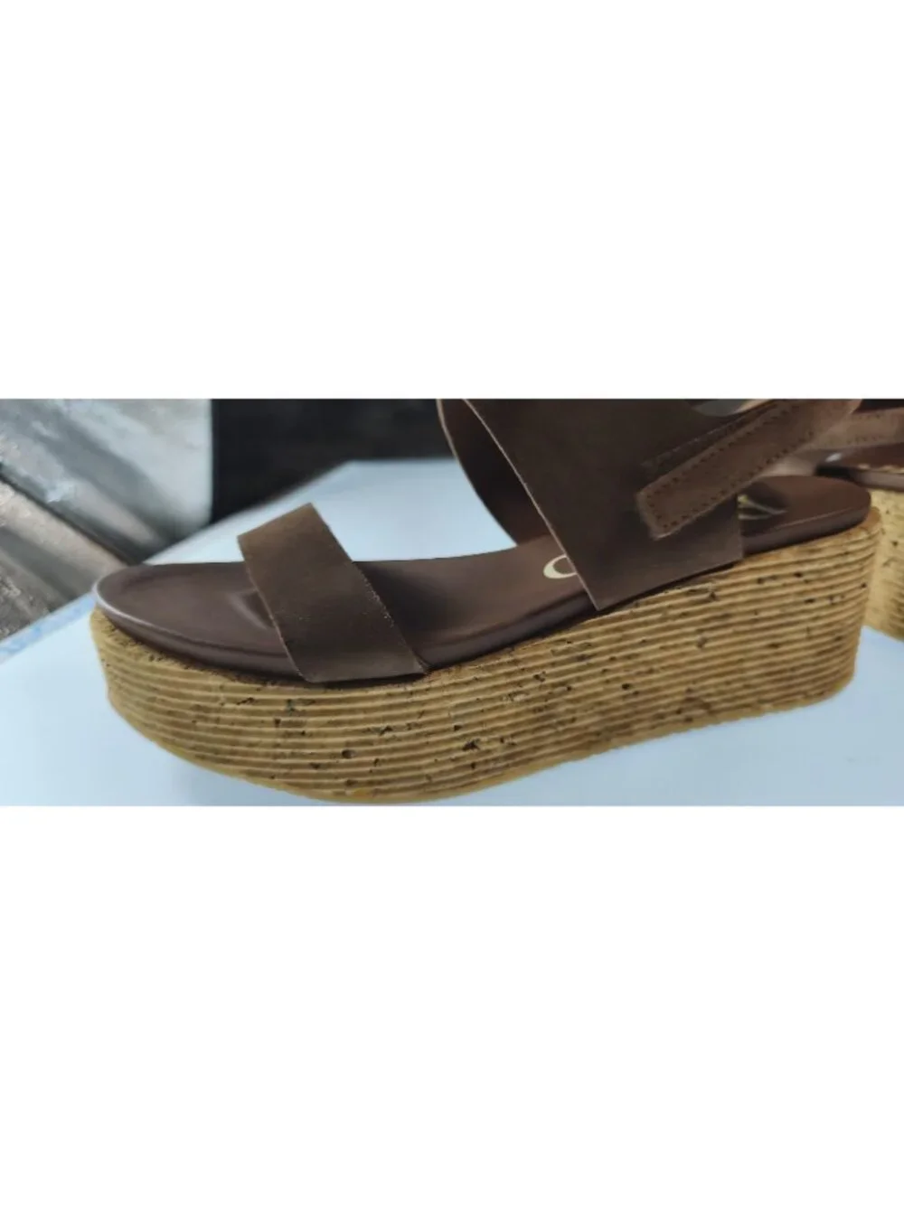 Pedro Garcia Noira Platform Slingback Sandal Suede Cork Wedge EU40 US9.5 Brown